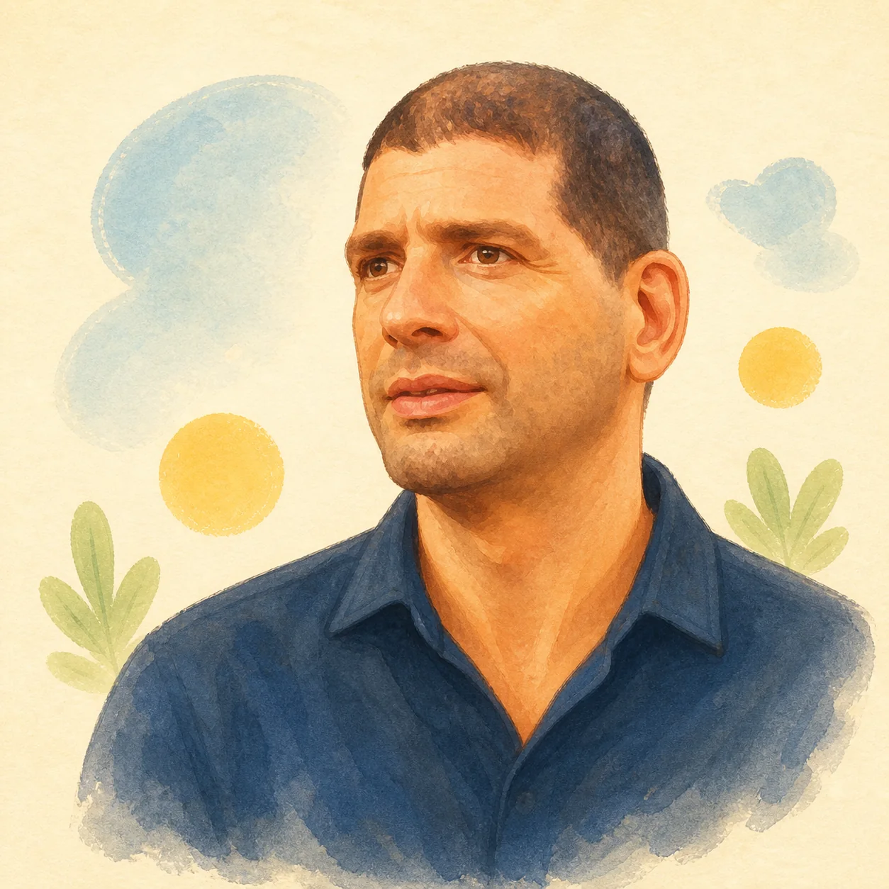 Illustrated portrait of Willy the Wheel author Tal Noosel